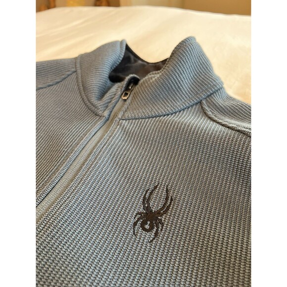 Spyder Jacket Quarter Zip Knit Pullover Jacket Blue Thermaweb Sweater Men’s Med - Picture 3 of 9